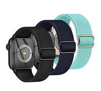 [3 Pack] Stretchy Nylon Strap Compatible with Kids Apple Watch Band, Replacement Bands for iWatch Ultra Series 9 8 7 6 5 4 3 SE SE2 38mm 40mm 41mm for Boy Girl Small Wrist - Pink+Purple+WaterBlue.
