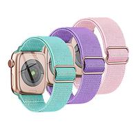 [3 Pack] Stretchy Nylon Strap Compatible with Kids Apple Watch Band, Replacement Bands for iWatch Ultra Series 9 8 7 6 5 4 3 SE SE2 38mm 40mm 41mm for Boy Girl Small Wrist - Black+NavyBlue+WaterBlue.