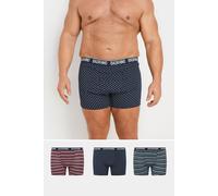 BadRhino Big & Tall 3 Pack Blue Stripe & Spot Boxers - Men's - Plus Size Curve