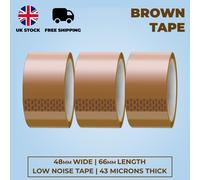 (3 Pack) Strong Packing Tape, Brown Tape for Shipping, Moving Storage Cartons, Boxes 48mm x 66m