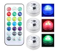 3 Pack Submersible LED Lights with Remote Control,Small Waterproof LED Lights,Colour Changing Flameless LED Battery Tea Lights,Battery-Operated Mini LED Light suitable fish tank,Holiday Decorations