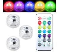 3 Pack Submersible LED Lights with Remote, Mini Waterproof Colour Changing Vase Lights, Battery Operated Underwater Tea Lights for Wedding Centrepieces, Bowls, Lanterns and Party Decorations