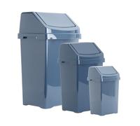 3-Pack Swing Waste Bin Set - Small 8L, Medium 25L & Large 50L Trash Bins Space-Saving & Easy Clean Durable Dustbin For Household Waste Can Collection (NAVY BLUE, SET OF 3-8L/25L/50L Litre Bin)