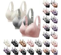 3 Pack T-Shirt Bras For Women Seamless Non Wired Push Up Bra Soft Comfort Full Coverage Bra Ladies Wireless Jelly Bras Anti Sagging Minimiser Bralettes Sports Everyday Bralettes Plus Size