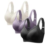3 Pack T-Shirt Bras For Women Seamless Non Wired Push Up Bra Soft Comfort Full Coverage Bra Ladies Wireless Jelly Bras Anti Sagging Minimiser Bralettes Sports Everyday Bralettes Plus Size