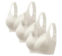 3 Pack T-Shirt Bras For Women Seamless Non Wired Push Up Bra Soft Comfort Full Coverage Bra Ladies Wireless Jelly Bras Anti Sagging Minimiser Bralettes Sports Everyday Bralettes Plus Size