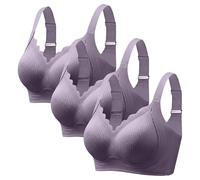 3 Pack T-Shirt Bras For Women Seamless Non Wired Push Up Bra Soft Comfort Full Coverage Bra Ladies Wireless Jelly Bras Anti Sagging Minimiser Bralettes Sports Everyday Bralettes Plus Size