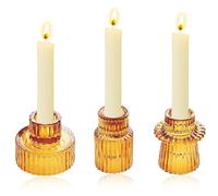 3 Pack Tall Clear Glass Candle Holders - Elegant Cone Votive for Wedding, Dinner Party, Table Centerpiece, Holds Tealight & Small Pillar Candles