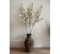 3-PACK TALL FAUX WHITE CHERRY BLOSSOM STEMS, LONG BERRY STEMS WITH ARTIFICIAL SILK FLOWERS THAT LOOK REAL, DECORATIVE INDOOR PLANT, JAPANDI SCANDI HOME DECOR, PUSSY WILLOW STYLE TWIGS FOR FLOOR VASES