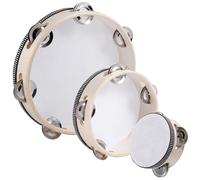 3 Pack Tambourine for Adults Hand Held Wood Single Row Tambourine Metal Jingles Musical Educational Instrument Rhythm Percussion for KTV, Party, Church (4 Inch+6 Inch+8 Inch)