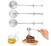 3 Pack Tea Bag Squeezer, Stainless Steel Tea Strainer, Retractable, Spherical, Tea Strainer with Long-Handled, Tea Bag Strainer Clip for Loose Tea, Spices and Herbs