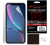 [3 Pack] TECHGEAR Screen Protectors for iPhone 11, iPhone XR 6.1" - Clear Lcd Screen Protector with Cleaning Cloth & Application Card