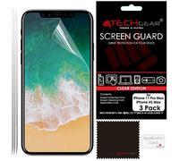 [3 Pack] TECHGEAR Screen Protectors for iPhone 11 Pro Max, iPhone XS Max - Clear Lcd Screen Protector with Cloth & Application Card