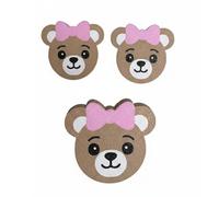 (3-Pack) Teddy Bear Children’s Door Knobs - Cute Cartoon Bear Head Knobs & Pull Handles (6.0 × 6.2 cm) - Nursery & Kids’ Room Furniture Décor for Dressers, Cabinets, Drawers & Wardrobes (Brown & Pink)