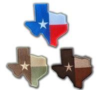 3 Pack Texas State Outline Lone Star Flag Hook and Loop Embroidered Patches