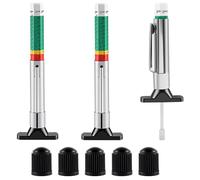 3-Pack Tire Tread Depth Gauge, Color Coded Tire Depth Gauge with Pocket Clip, Tread Depth Accurate Measurement Tools for Car, Trucks, SUV, Motorcycle, Bike (with 5-Pack tire Valve caps)