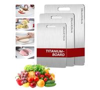 3 Pack Titanium Chopping Board, S316 Stainless Steel Cutting Board, Dual-Sided Food Grade Chopping Boards for Kitchens, Meat, Bread, Vegetables & Fruit