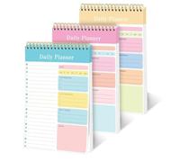 3 Pack To Do List Pad, Daily Planner Notepad Undated Tear Off, A5 To Do List Notebook, Organiser Notebook for Work Study Planner Personal Oraganizer