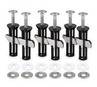 3 Pack Top Fix Toilet Seat Fixing Locking Bolts Kit - 6 x 55mm Stainless Steel Toilet Seat Hinges with Washers Nuts, Universal Replacement Screws for Loose Toilet Lids, 14-20mm Holes Standard Size (6)