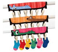 3 Pack Travel Hanger Clips, Drying Rack Hanger with 6 Clips, 30cm Sock Peg Hanger, Heated Airers Sock Dryer, Portable Folding Drying Rack, Cruise Ship Essentials (Animals)