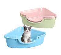 3 Pack Triangle Corner Cat Litter Box, Low Entry Small Plastic Pan for Kittens, Newborn Cats & Small Pets