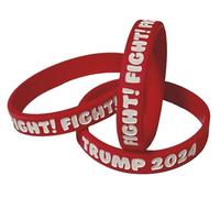 3 Pack TRUMP 2024 FIGHT! FIGHT! FIGHT! Debossed Rubber Bracelets - Quality Thick Silicone Wristbands, Large (8" 202mm), Silicone