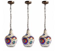 3 Pack Turkish Moroccan Mosaic Pendant Ceiling Light Handmade Glass E27 Hanging Lamp