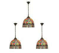 3 Pack Turkish Mosaic Glass Ceiling Pendant Light, 3-Pack Multicolour Decoration With Included Bulb