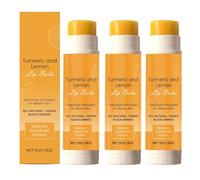 3 Pack Turmeric and Lemon Lip Balm, Lemon and Turmeric Lip Scrub for Dark Lips, Lip Exfoliator Scrub for Smokers, Reduce Fine Lines Lip Treatment Help Fade Lip Discoloration for Lip Softening & Hydrat
