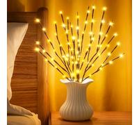 3 Pack Twig Lights, Prelit Branches, Decorative Twigs for Vases, Bendable Willow Branch Lights, USB Plug Twigs with 20 LED Lights for Floor Vases Decor Outdoor Indoor Camping Party, Warm White