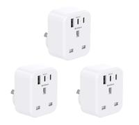 [3 Pack] UK to Australia Plug Adapter, Australian China Travel Adapter with 3 USB Ports(2 USB C), 4 in 1 Australian plug adaptor for UK to Chinese New Zealand Fiji Argentina etc (Type I)