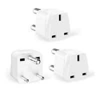 3 Pack UK to India Plug Adapter, UK to Sri Lanka Travel Adapter, Type D Plug Adapter, 250V/10A, Travel Adapter Suitable for Pakistan, Sri Lanka, Nepal (White)