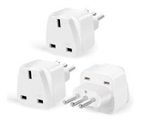 3-Pack UK to Italy Plug Adapter,SHUOMAO UK to 3 Pin Italy Travel Adaptor,Converter Plug Power Adapter for Italian,Chile,Maldives,San Marino(Type L),White