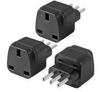 3-Pack UK to ITALY Plug Adapters Italy Power Converter Grounded Universal Travel Adapter 3 Pin Italian Chile International Type L Plug (Black)