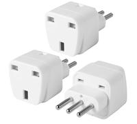 3-Pack UK to ITALY Plug Adapters Italy Power Converter Grounded Universal Travel Adapter 3 Pin Italian Chile International Type L Plug (White)