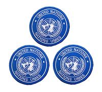 3 Pack United Nations UN Flag Patch Embroidered Sew On Patch - Emblem Tactical Military Morale Funny Patches Badges Appliques with Fastener Hook and Loop Backing