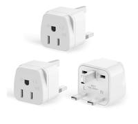 3-Pack US to UK Plug Adapter,SHUOMAO 2/3 Pin USA to 3 Pin UK Plug Adaptor,American/Canada/China/Japan to British Plug Converter Power Adapter,for Type A/Type B Plug(White)