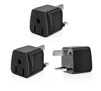 3-Pack US to UK Plug Adapter,SHUOMAO 2/3 Pin USA to 3 Pin UK Plug Adaptor,American/Canada/China/Japan to British Plug Converter Power Adapter,for Type A/Type B Plug(Black)