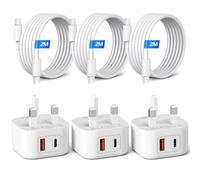 【3-Pack】USB-C Charger Block, Dual-Port Wall Charger, mit 2M Type-C Cable