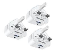 3 Pack USB C Fast Charge Plugs,For Apple iPhone Plug Dual Port Type C Wall Charger Micro USB Plug Adapter UK Charging for iPhone 15/14/14 Pro/14 Pro Max/13/13 Pro/13 Pro Max/12/12 Pro Max/11 Pro/iPad