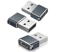 3-Pack USB-C Female to USB-A Male Adapter - Type C to USB Converter for Apple Watch, iPhone, AirPods, Samsung Galaxy, iPad Air & Mini - Grey