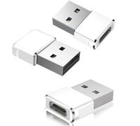 3-Pack USB C Female to USB Male Adapter, Type-C to USB-A Converter for Apple Watch 8/7, iPhone 14/13/12/11 Pro Max, AirPods, Samsung Galaxy S24, iPad Air 4/5, Mini 6 - Silver