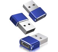 3-Pack USB C Female to USB Male Adapter, Type-C to USB-A Converter for Apple Watch 8/7, iPhone 14/13/12/11 Pro Max, AirPods, Samsung Galaxy S24, iPad Air 4/5, Mini 6 - Blue