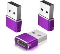 3 Pack USB to USB Adapter USB C Female To USB Male Adapter,Type C USB A Male Cable Converter for Apple Watch 8,7 iPhone 14 13 12 11 Pro Max Plus AirPods Samsung Galaxy 24 Air 4 5 Mini 6 (Purple)