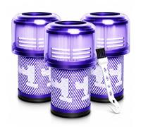 3-Pack V12 Filters Compatible for Dyson V12 Detect Slim, V12 Slim SV30, SV46, SV34, SV35, V12 Slim Absolute, Slim+ Cordless Vacuum Part No. 971517-01 Replacement Parts, 1 Cleaning Brush【NOT for SV12】