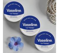 3 Pack Vaseline Original Lip Balm 20g - Moisturising Protection for Dry & Cracked Lips