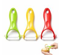 3 Pack Vegetable Peeler, Y-Shaped Stainless Steel Peelers for Kitchen, Ergonomic Potato Peeler Hand Tool for Carrots, Apples, Cucumbers, Soft-Grip Handle, Dishwasher Safe