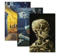 3 Pack: Vincent Van Gogh Skeleton + Cafe Terrace at Night + The Old Guitarist by Pablo Picasso Poster Set - Set of 3 Fine Art Prints (LAMINATED, 18" x 24")