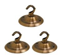 3 Pack Vintage Ceiling Rose With Hook Yellow Brass Finish 75mm Diameter Decorative Hanging Cup for Light Fittings Pendants Plants Ornaments Sturdy Durable Easy Installation Classic Antique Style
