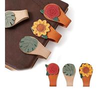 3 Pack Vintage Floral Magnetic Bookmarks, Premium Leather Page Markers with Sunflower, Rose, Leaf Designs, 4.92 Inch Artisan Crafted Book Clips for Readers